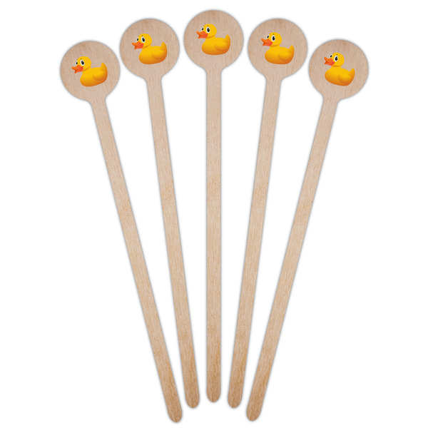 Rubber Duckie Wooden 6" Stir Stick - Round - Fan View