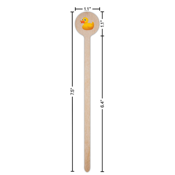 Rubber Duckie Wooden 7.5" Stir Stick - Round - Dimensions