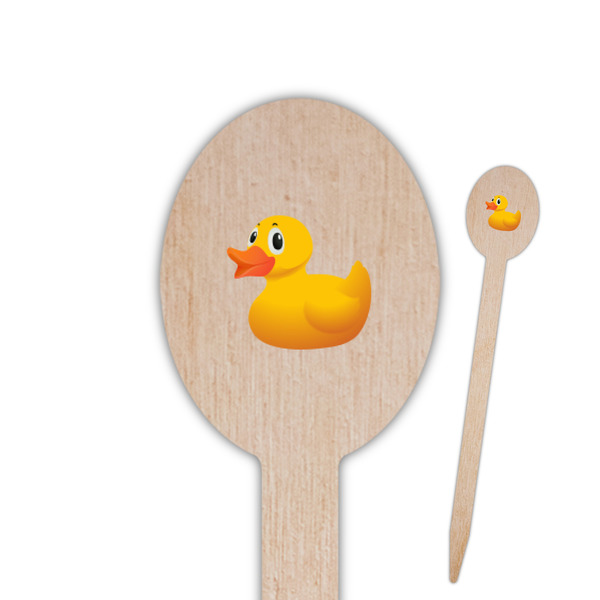 Custom Rubber Duckie Oval Wooden Food Picks - Single Sided