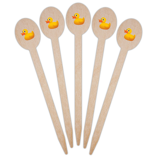 Rubber Duckie Wooden Food Pick - Oval - Fan View