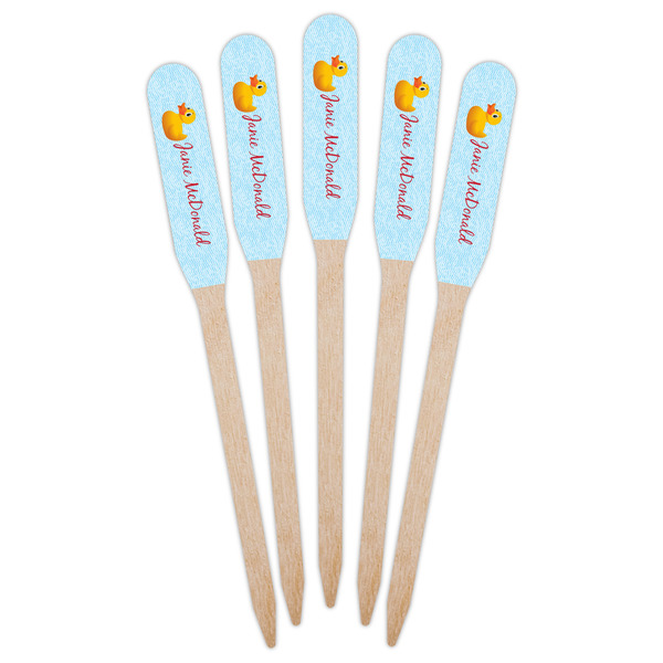 Rubber Duckie Wooden Food Pick - Paddle - Fan View
