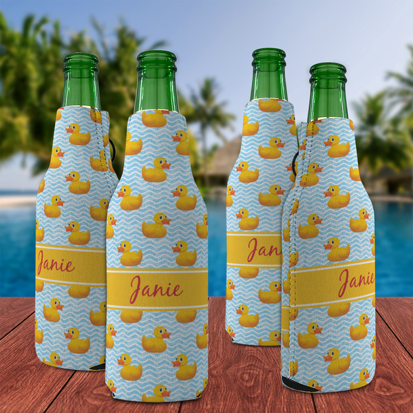 Rubber Duckie Zipper Bottle Cooler - Set of 4 - LIFESTYLE
