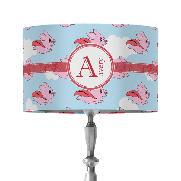 Flying Pigs 12" Drum Lampshade - ON STAND (Fabric)