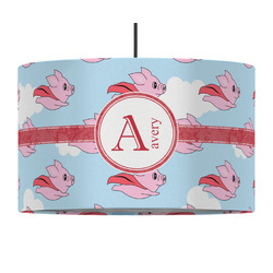 Flying Pigs 12" Drum Pendant Lamp - Fabric (Personalized)