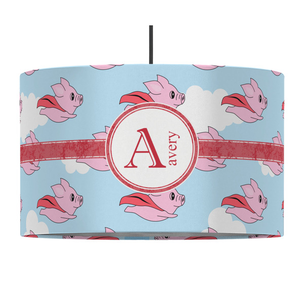Custom Flying Pigs 12" Drum Pendant Lamp - Fabric (Personalized)