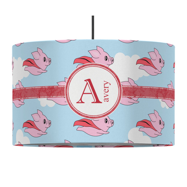 Flying Pigs 12" Drum Lampshade - PENDANT (Fabric)