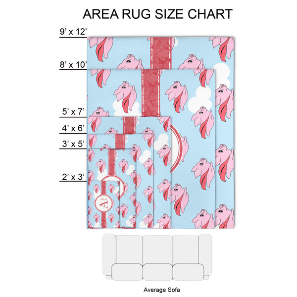 Flying Pigs 2'x3' Indoor Area Rugs - Size Chart