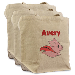 Flying Pigs Reusable Cotton Grocery Bags - Set of 3 (Personalized)