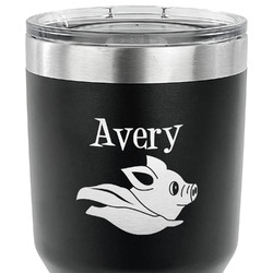 Flying Pigs 30 oz Stainless Steel Tumbler - Black - Double Sided (Personalized)