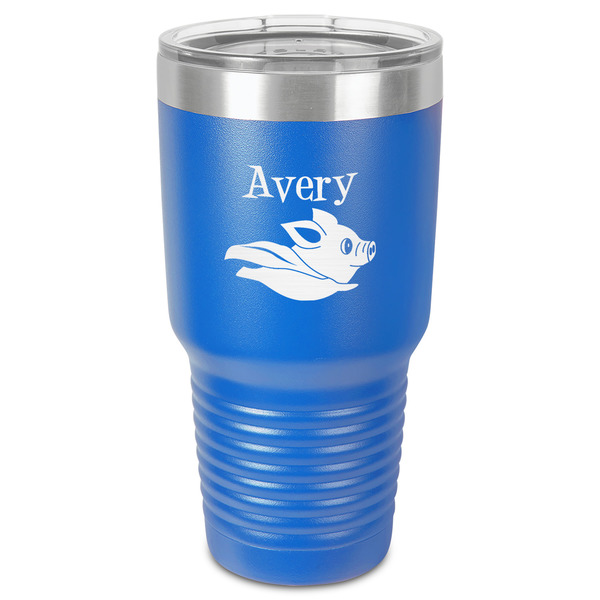 Custom Flying Pigs 30 oz Stainless Steel Tumbler - Royal Blue - Single-Sided (Personalized)