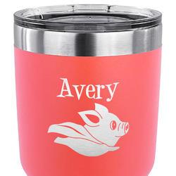 Flying Pigs 30 oz Stainless Steel Tumbler - Coral - Single Sided (Personalized)