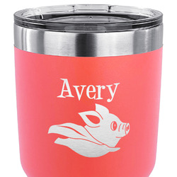 Flying Pigs 30 oz Stainless Steel Tumbler - Coral - Double Sided (Personalized)