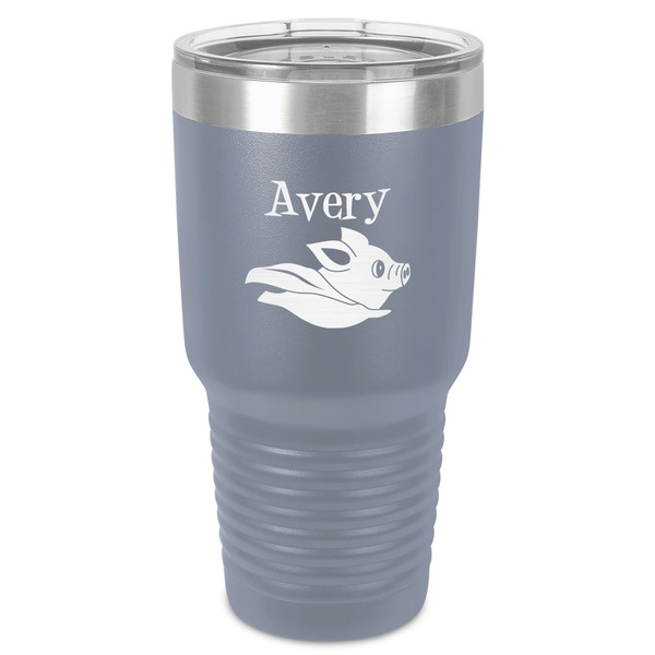 Custom Flying Pigs 30 oz Stainless Steel Tumbler - Grey - Single-Sided (Personalized)
