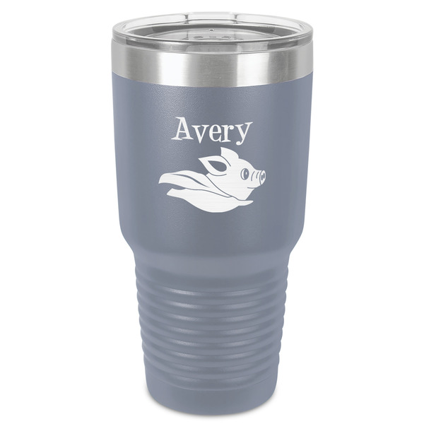 Flying Pigs 30 oz Stainless Steel Ringneck Tumbler - Grey - Front