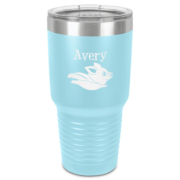 Flying Pigs 30 oz Stainless Steel Ringneck Tumbler - Teal - Front
