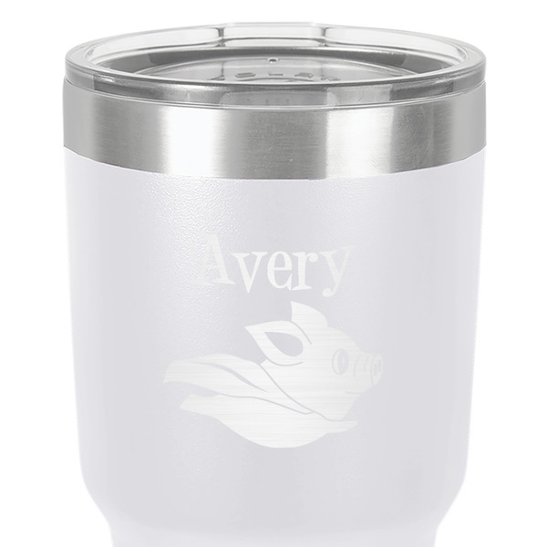 Flying Pigs 30 oz Stainless Steel Ringneck Tumbler - White - Close Up