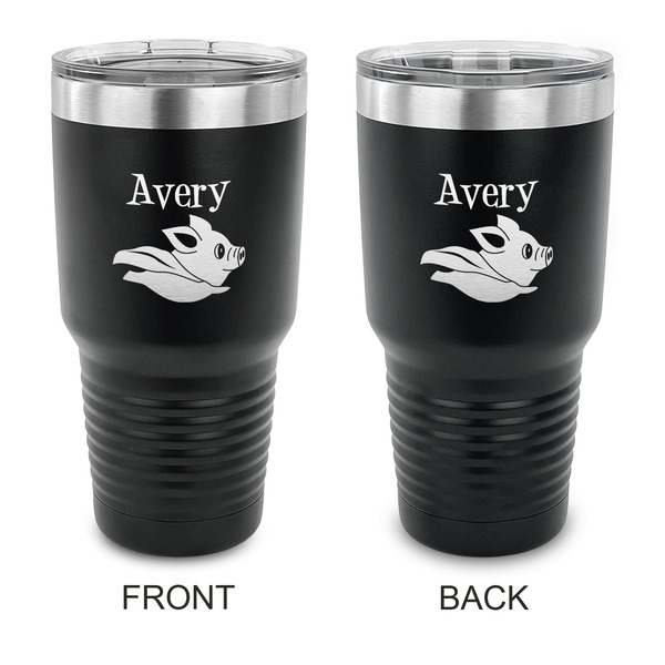 Custom Flying Pigs 30 oz Stainless Steel Tumbler - Black - Double Sided (Personalized)