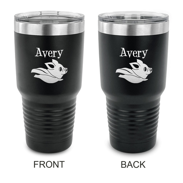 Custom Flying Pigs 30 oz Stainless Steel Tumbler - Black - Double Sided (Personalized)