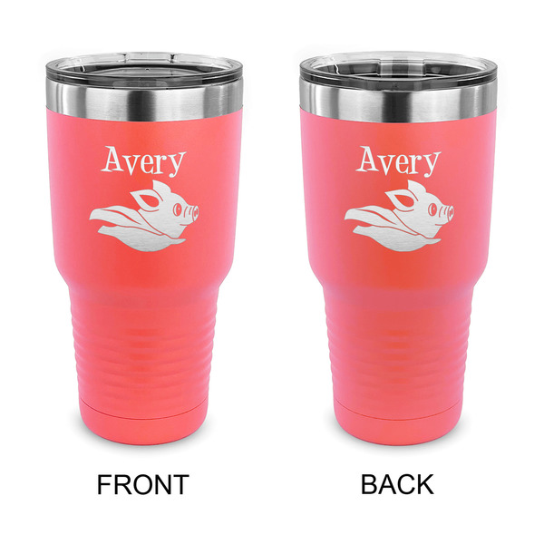 Custom Flying Pigs 30 oz Stainless Steel Tumbler - Coral - Double Sided (Personalized)