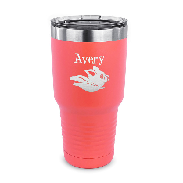 Custom Flying Pigs 30 oz Stainless Steel Tumbler - Coral - Single Sided (Personalized)