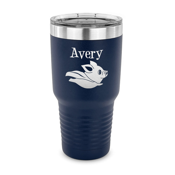 Custom Flying Pigs 30 oz Stainless Steel Tumbler - Navy - Single Sided (Personalized)