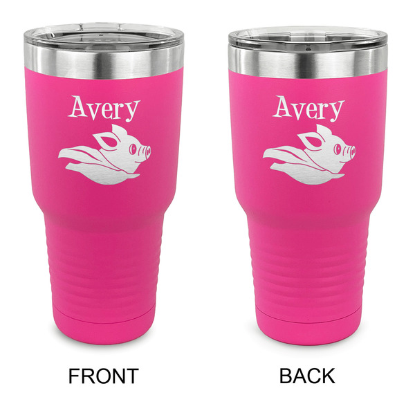 Custom Flying Pigs 30 oz Stainless Steel Tumbler - Pink - Double Sided (Personalized)