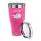 Flying Pigs 30 oz Stainless Steel Ringneck Tumblers - Pink - LID OFF
