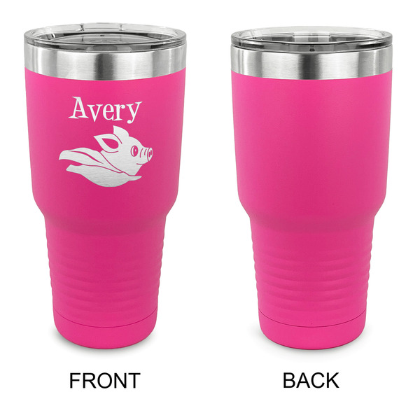 Flying Pigs 30 oz Stainless Steel Ringneck Tumblers - Pink - Single Sided - APPROVAL