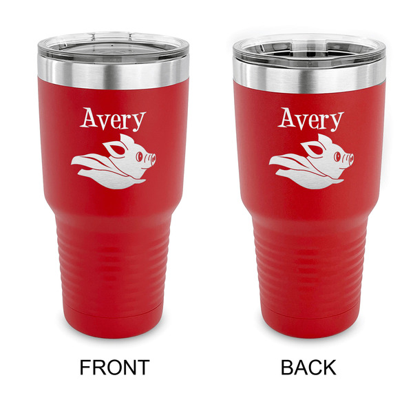 Custom Flying Pigs 30 oz Stainless Steel Tumbler - Red - Double Sided (Personalized)