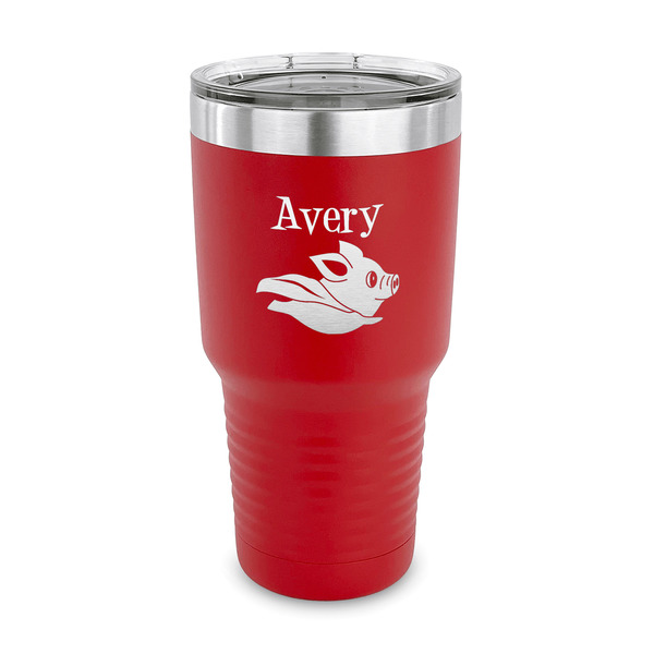 Custom Flying Pigs 30 oz Stainless Steel Tumbler - Red - Single Sided (Personalized)