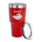 Flying Pigs 30 oz Stainless Steel Ringneck Tumblers - Red - LID OFF
