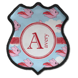 Flying Pigs Iron On Shield Patch C w/ Name and Initial
