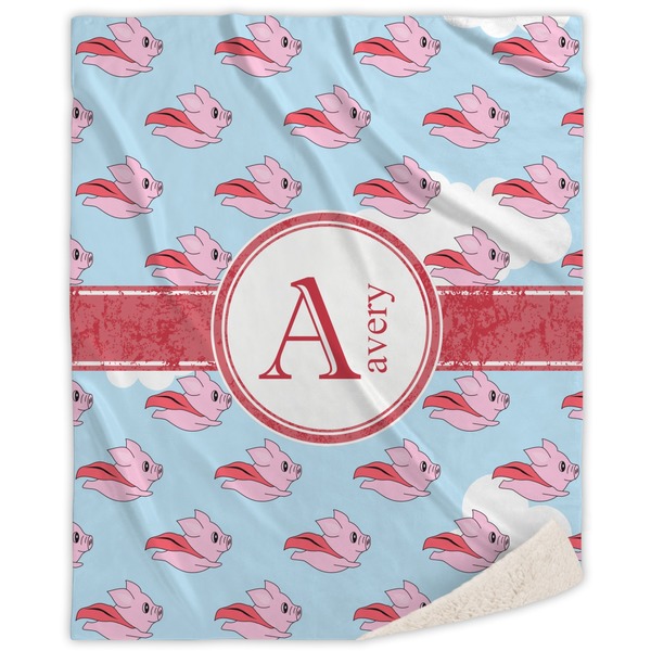 Custom Flying Pigs Sherpa Throw Blanket - 50"x60" (Personalized)