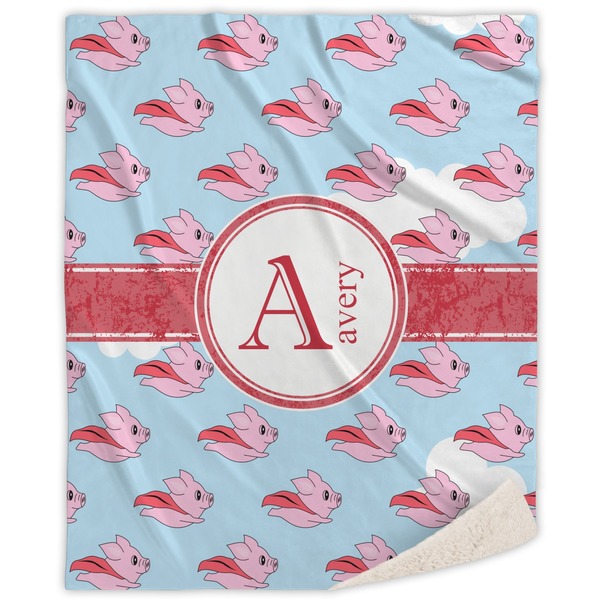 Custom Flying Pigs Sherpa Throw Blanket (Personalized)