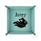 Flying Pigs 6" x 6" Teal Leatherette Snap Up Tray - FOLDED UP