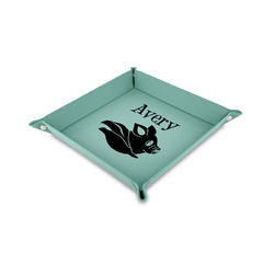 Flying Pigs 6" x 6" Teal Faux Leather Valet Tray (Personalized)