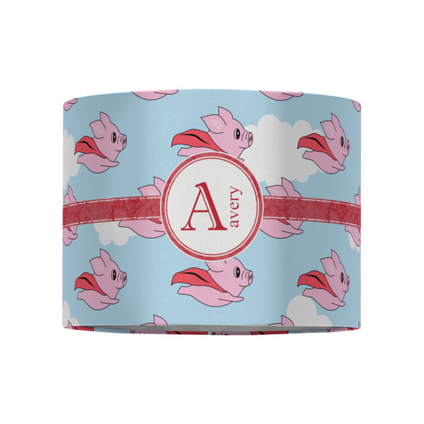Flying Pigs 8" Drum Lampshade - FRONT (Fabric)