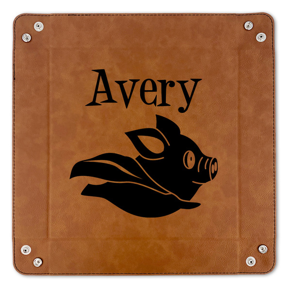 Flying Pigs 9" x 9" Leatherette Snap Up Tray - APPROVAL (FLAT)