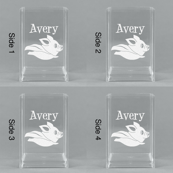 Flying Pigs Acrylic Pen Holder - All Sides