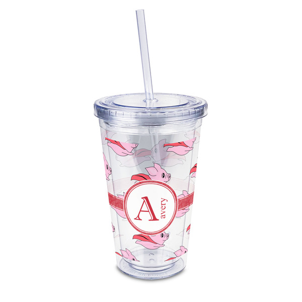 Custom Flying Pigs 16oz Double Wall Acrylic Tumbler with Lid & Straw - Full Print (Personalized)