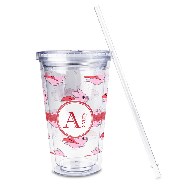 Flying Pigs Acrylic Tumbler - Full Print - Front straw out