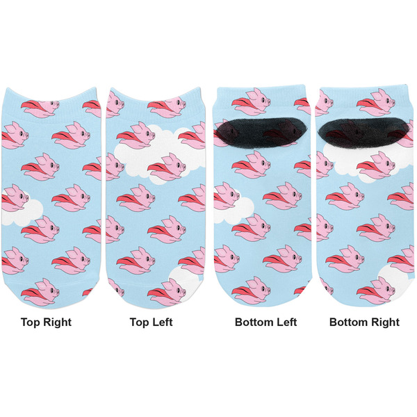 Flying Pigs Adult Ankle Socks - Double Pair - Front and Back - Apvl