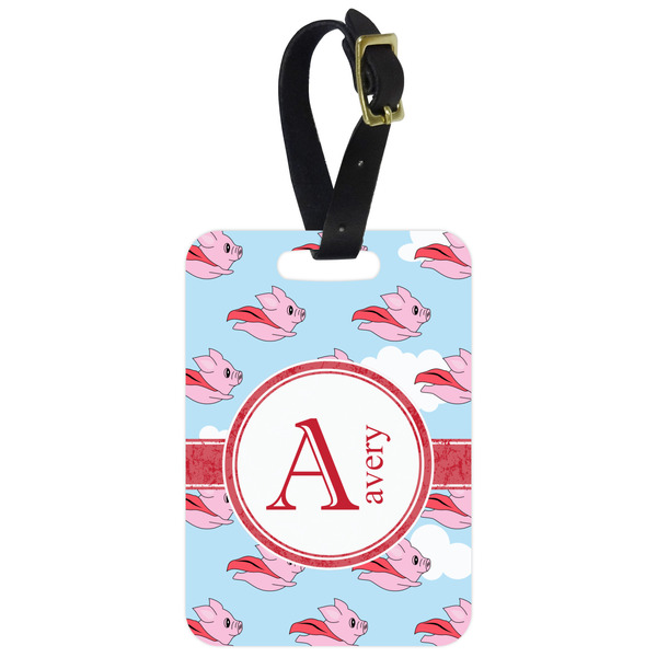 Custom Flying Pigs Metal Luggage Tag w/ Name and Initial