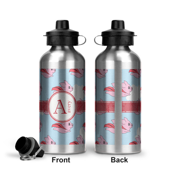 Flying Pigs Aluminum Water Bottle - Front and Back