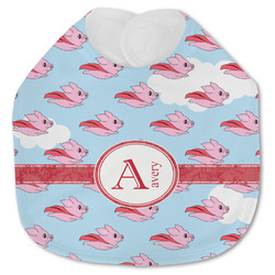 Flying Pigs Jersey Knit Baby Bib w/ Name and Initial