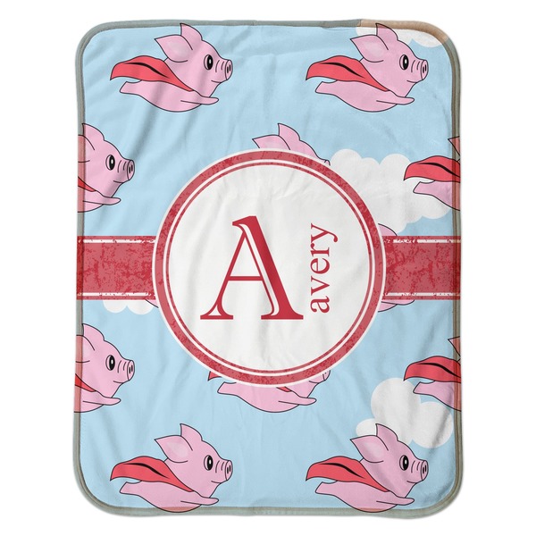 Flying Pigs Baby Sherpa Blanket - Flat