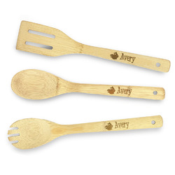 Flying Pigs Bamboo Cooking Utensil Set - Double Sided (Personalized)