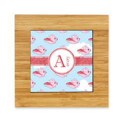 Flying Pigs Bamboo Trivet with Ceramic Tile Insert (Personalized)