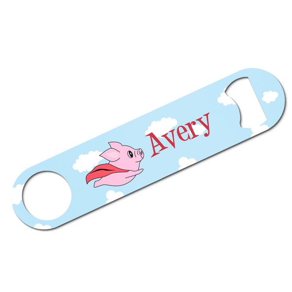 Custom Flying Pigs Bar Bottle Opener w/ Name and Initial