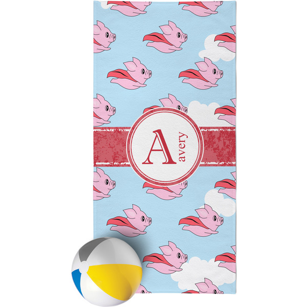 Custom Flying Pigs Beach Towel (Personalized)
